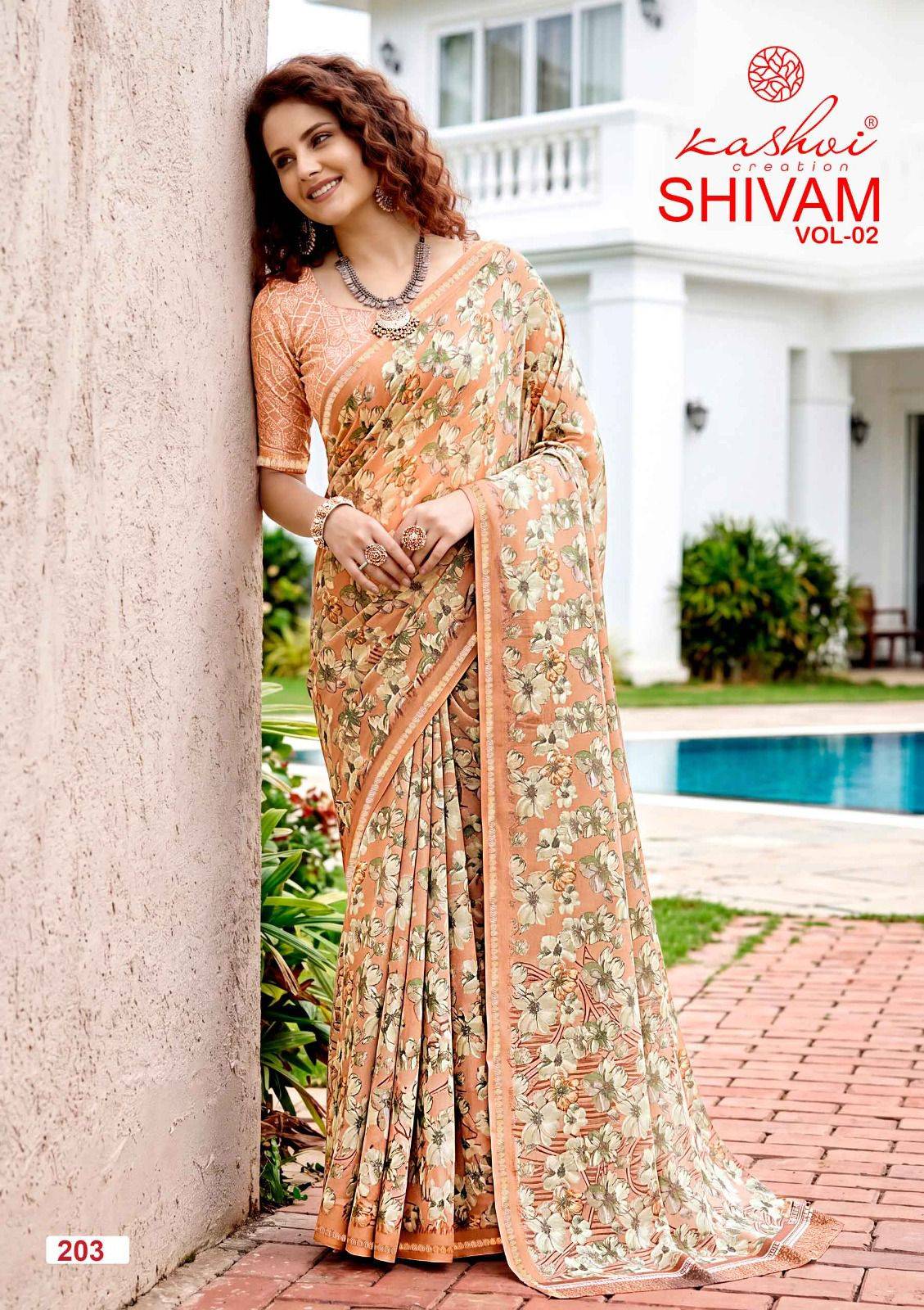SHIVAM VOL. 2 By KASHVI CREATION 201 To 208 Series Indian Traditional Wear DULL MOSS VISCOSE sarees At Wholesale Price